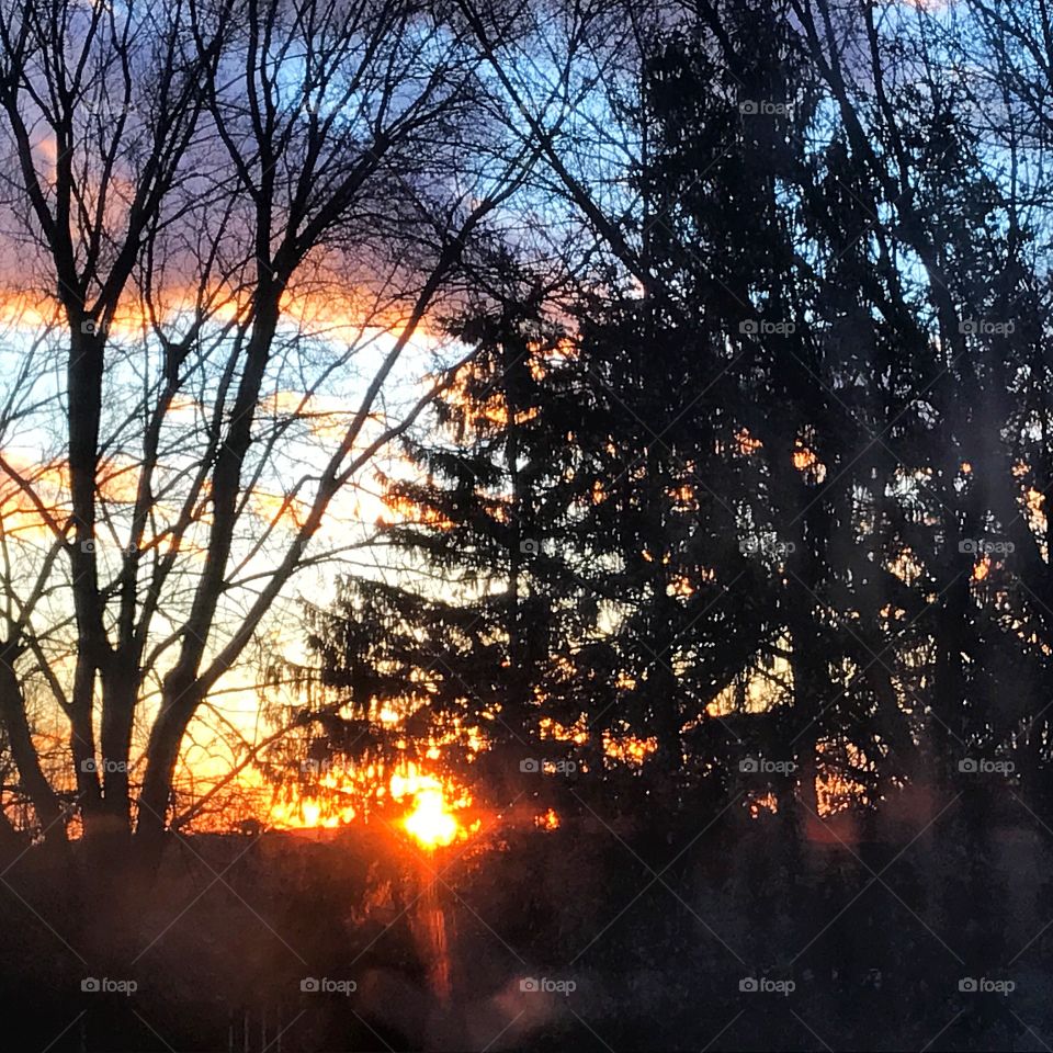 Sunset in winter in Western PA