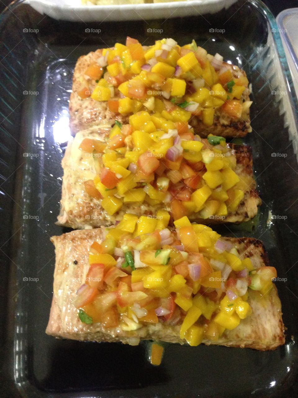 Fish with mango salsa