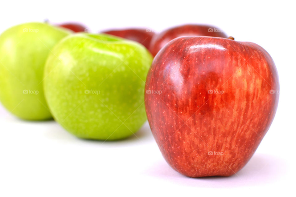 Green and red apples