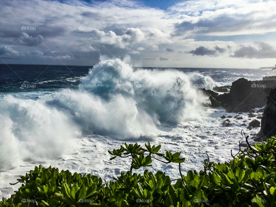Big waves at Hawaiian Beaches