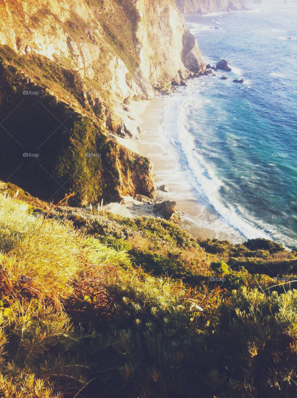 Crashing waves on the coast of California.