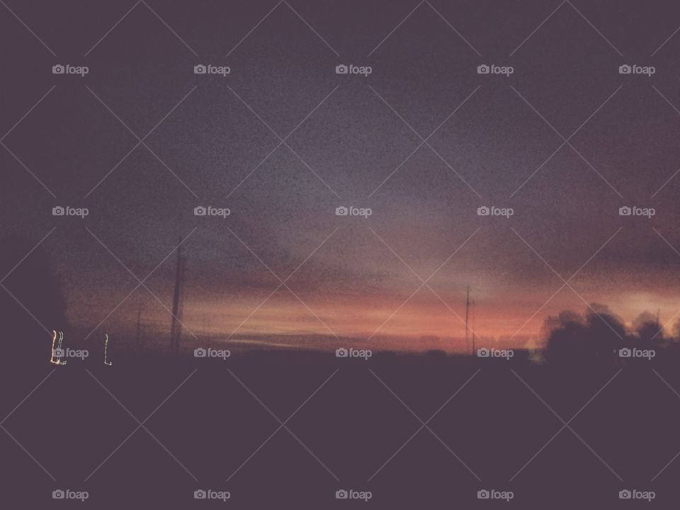 Landscape, Sunset, Fog, Silhouette, Backlit