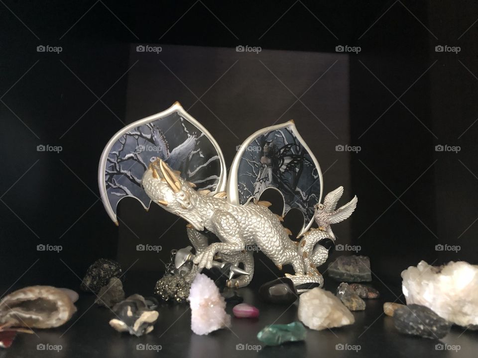 Dragon and crystals