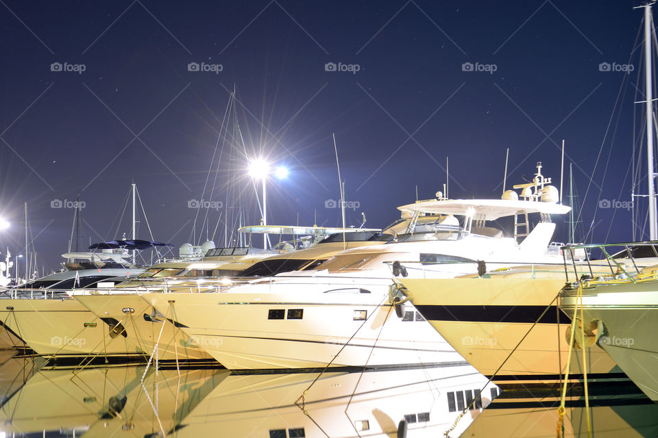 Boat, night sea
 light