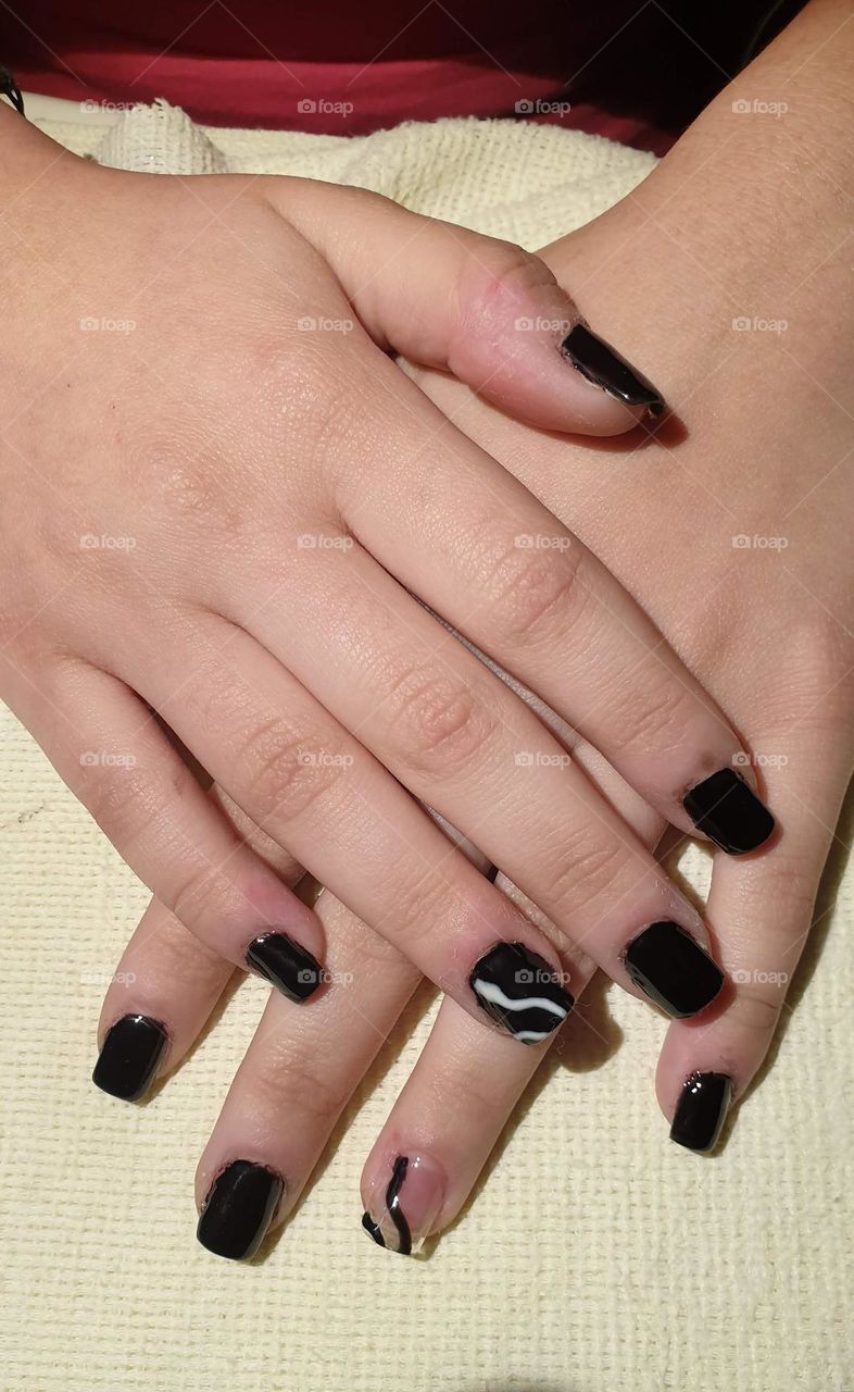 Beautiful nails hands beautiful color black