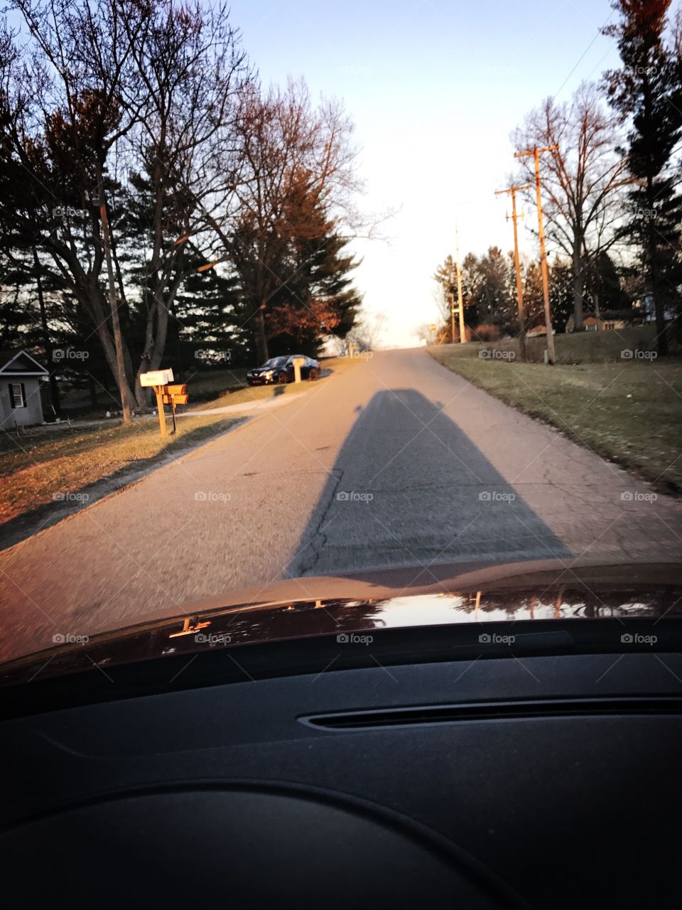 Long car shadow