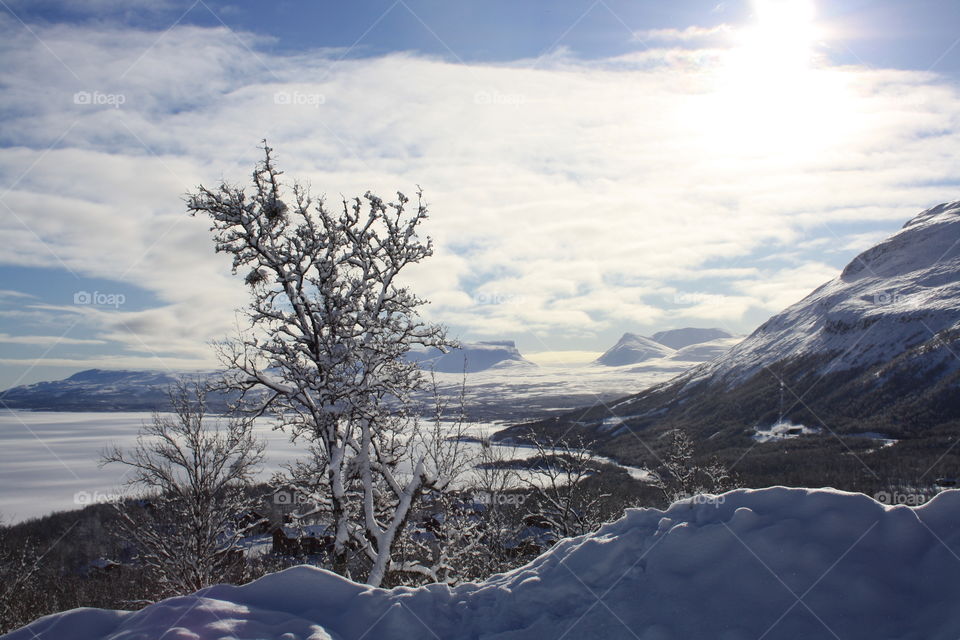 Scenic view of frozen lake