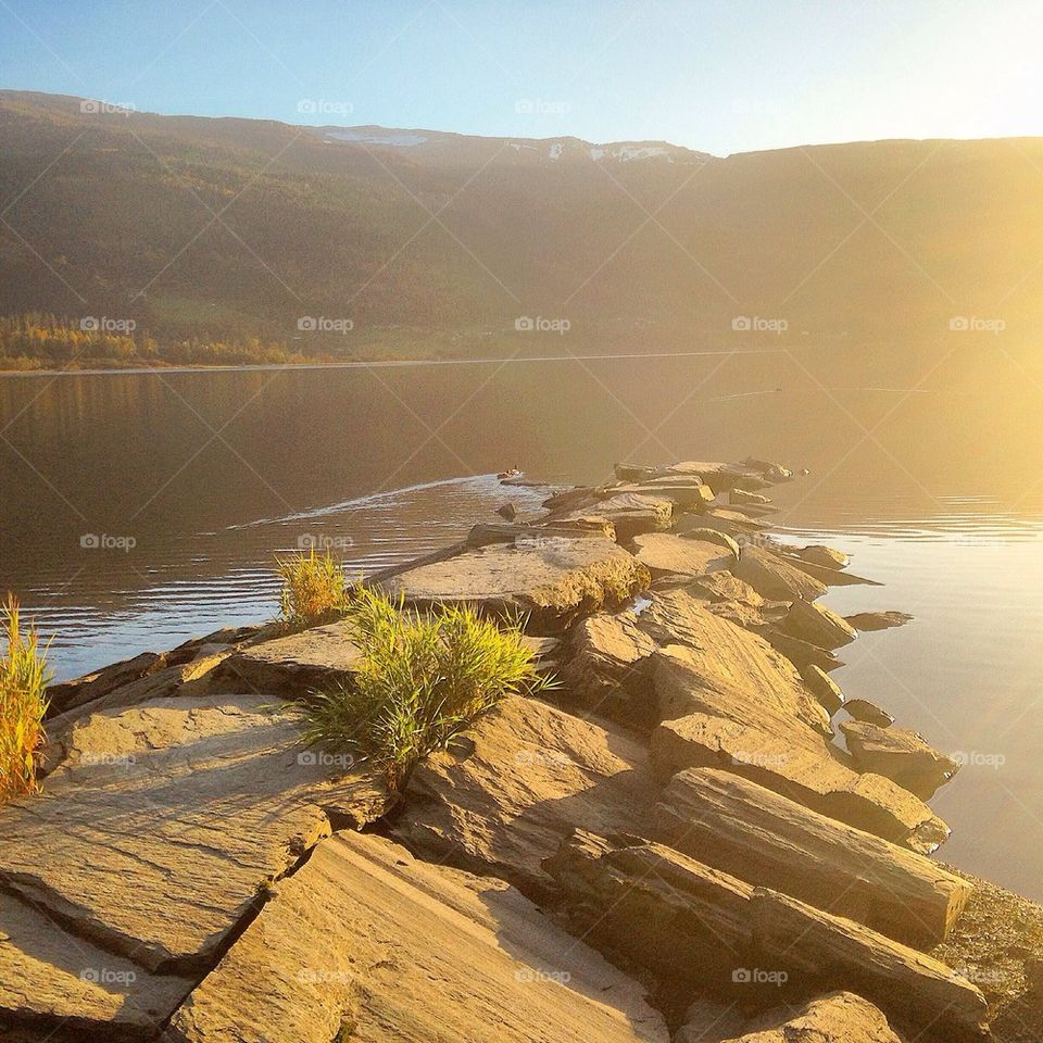Silent water at lake Vangsvatnet, Voss , Norway