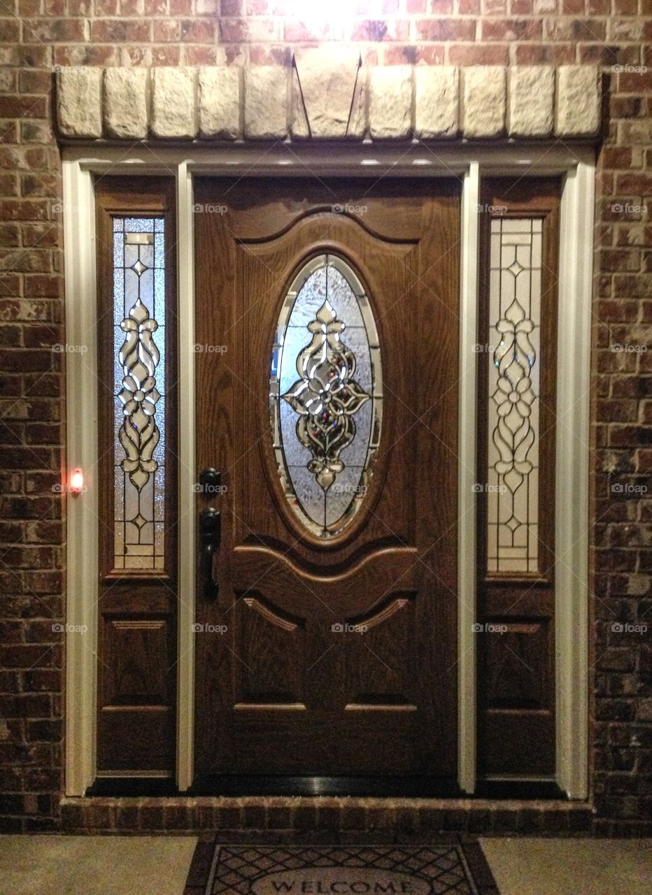 Lead glass entry door