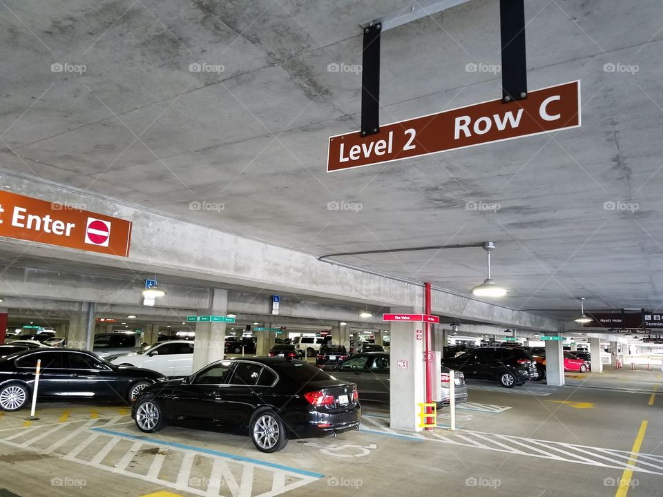Parking Garage with Signs