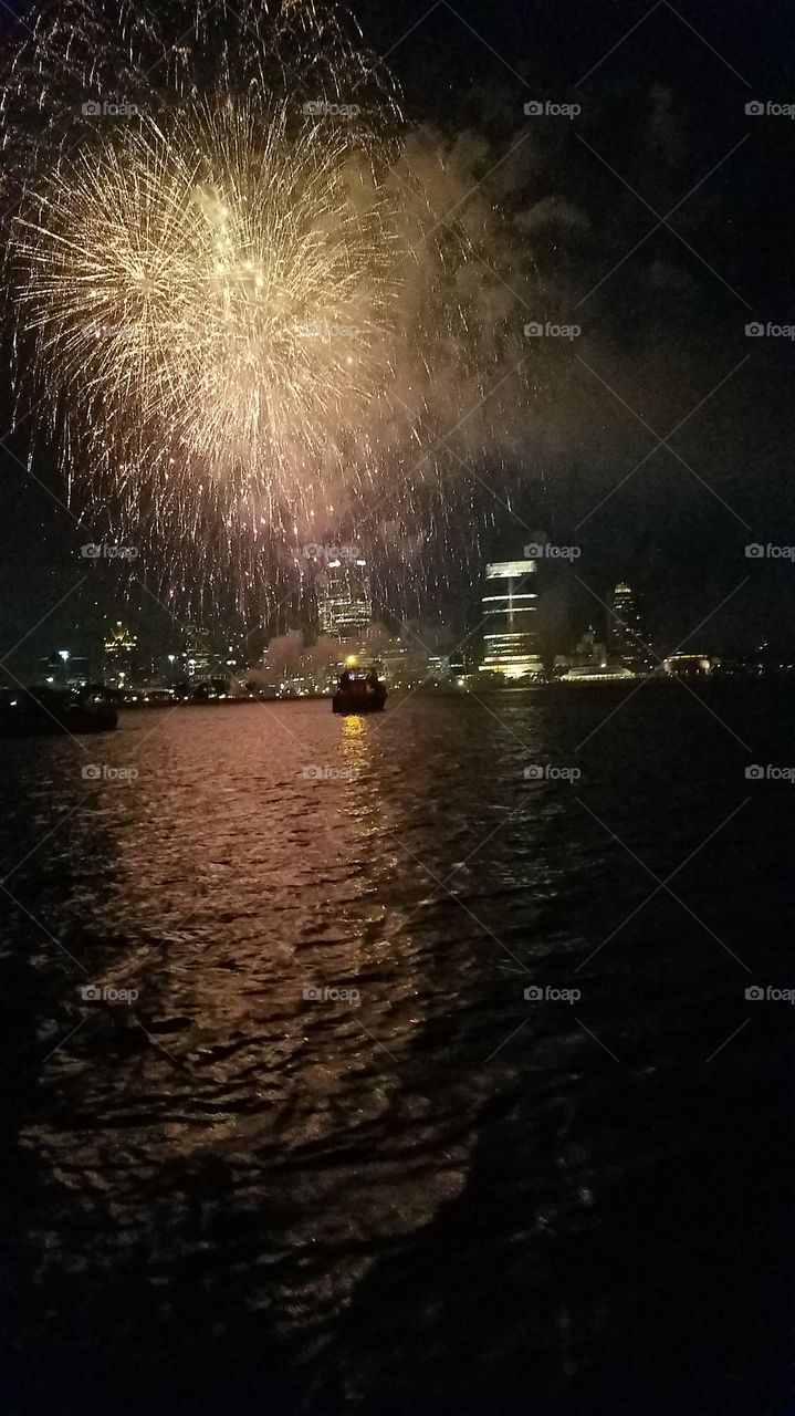 fireworks over the water