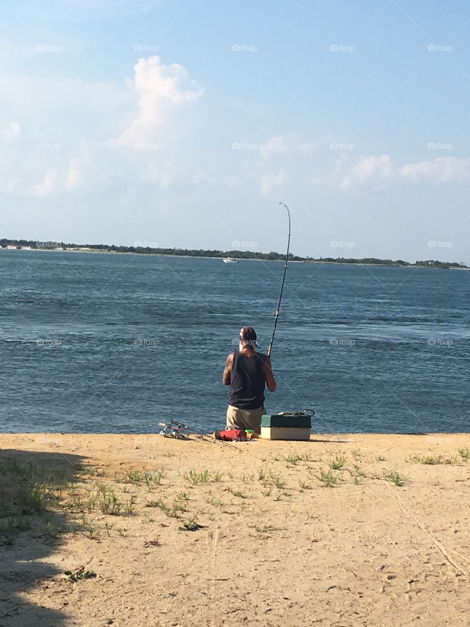 Local fisherman fluking 