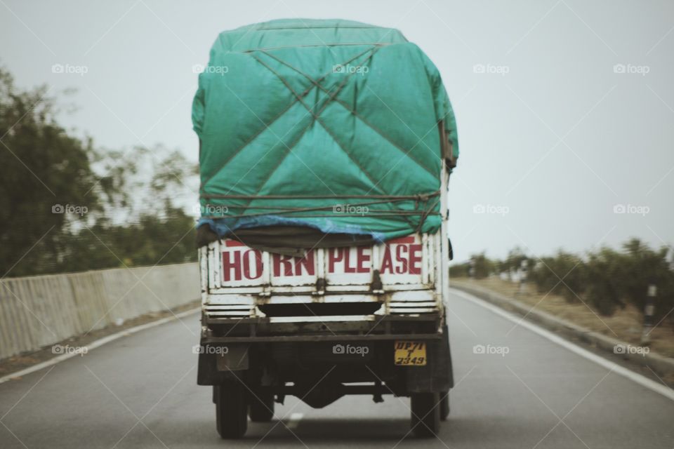 A transportation truck on its way 