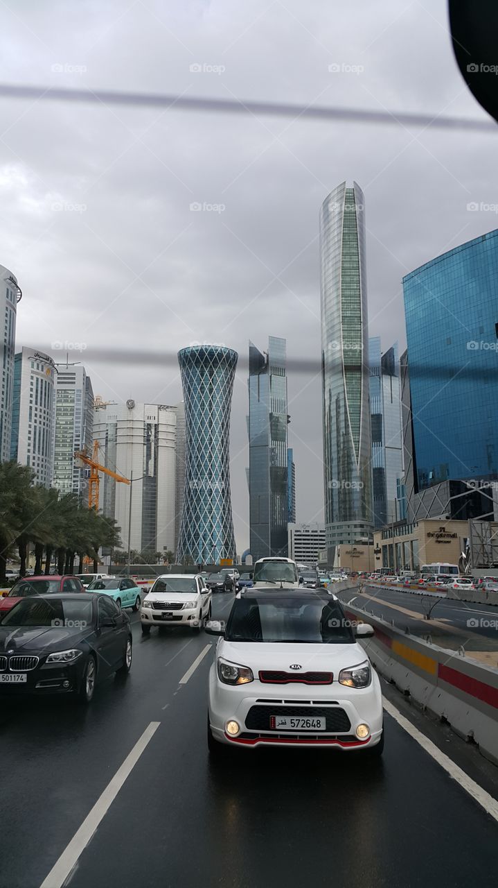 goodbye Doha. driving to work