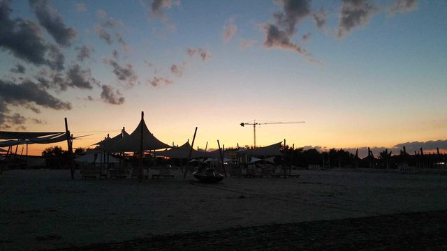 Sunset at Mamaia, Romania, Black Sea beach.