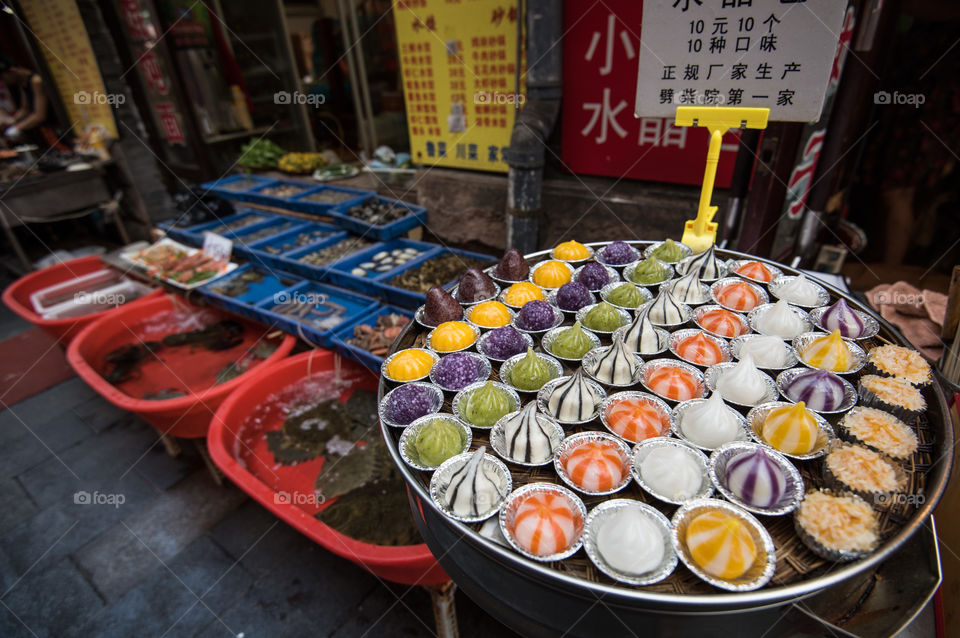 Asia, china streer food, candy. beautiful. shop. outside