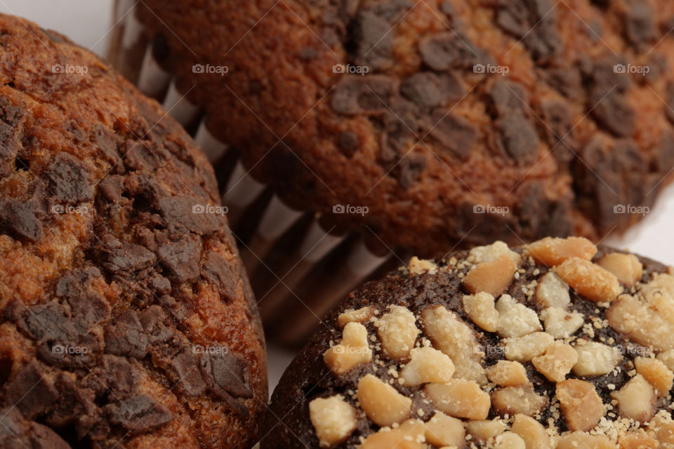 Close up view of three muffins