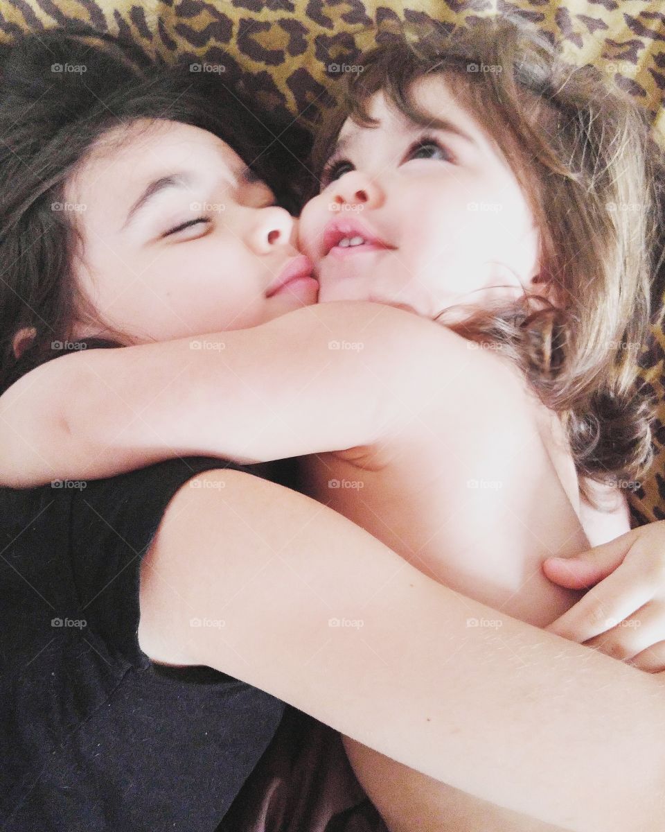 Two sisters relaxing together