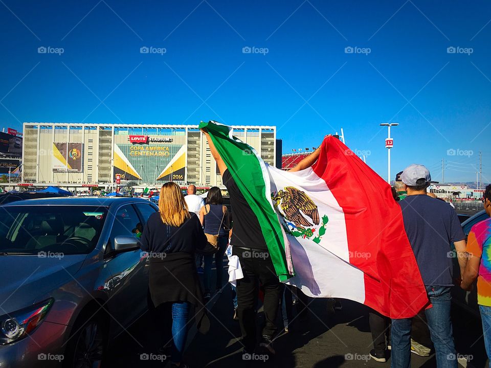 Mexican flag  at soccer game