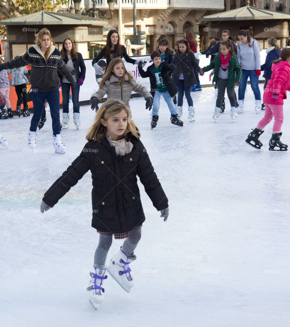 Ice skating in Valencia, Spain.