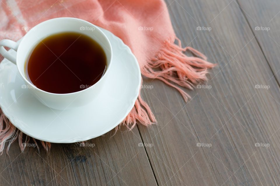 Tea cup on table