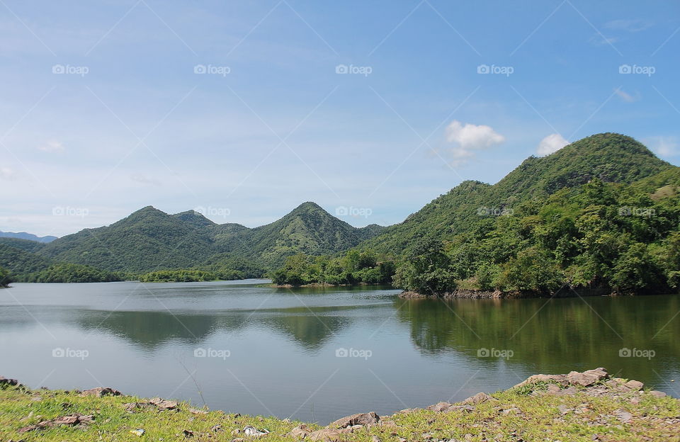 Mountain tropical hill of the lake. A corner site of DAM for the lake. Wonderfull freshwatery fisheries at the times to the plane.