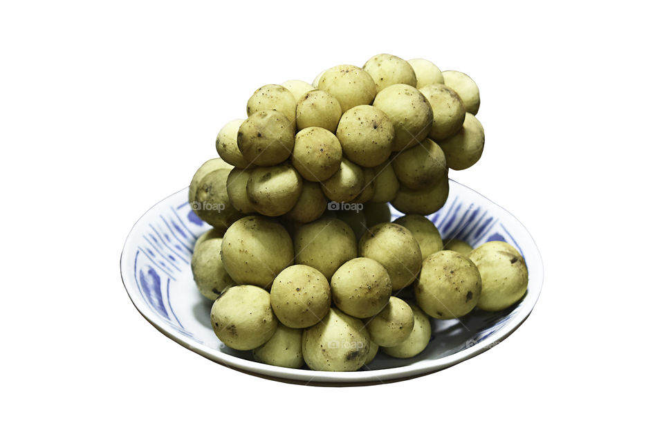 Lansium domesticum or Longkong is the Thai tropical fruits on a white background with clipping path.