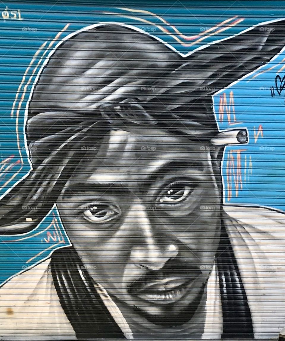 Mural of black man in San Telmo, Buenos Aires, Argentina 