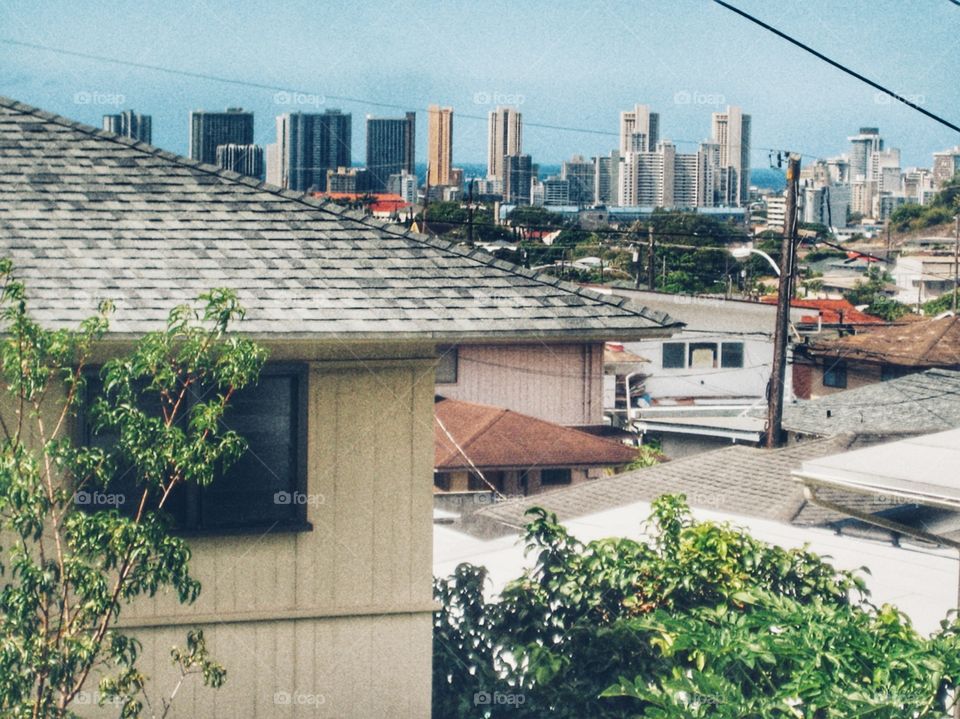 Places. Honolulu Skyline in Background