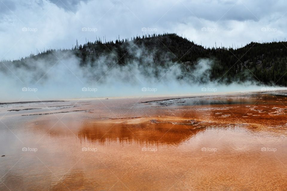 Reflection on hot spring water