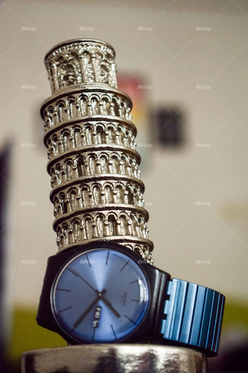 Leaning tower of pisa @ beautiful swatch watch. 