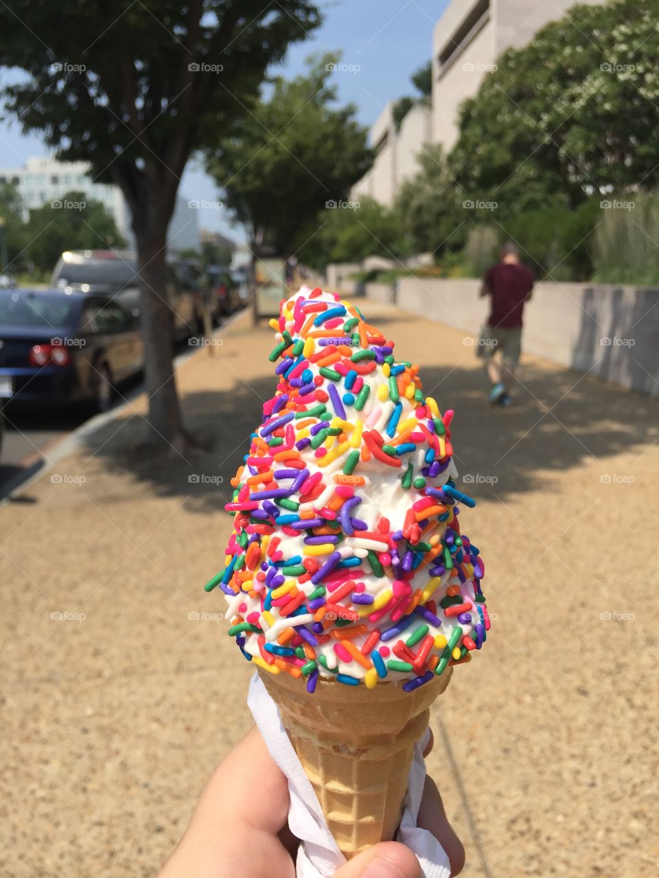 I am always tempted to try something new but almost always decide to go with what I know best. Vanilla with rainbow sprinkles. 