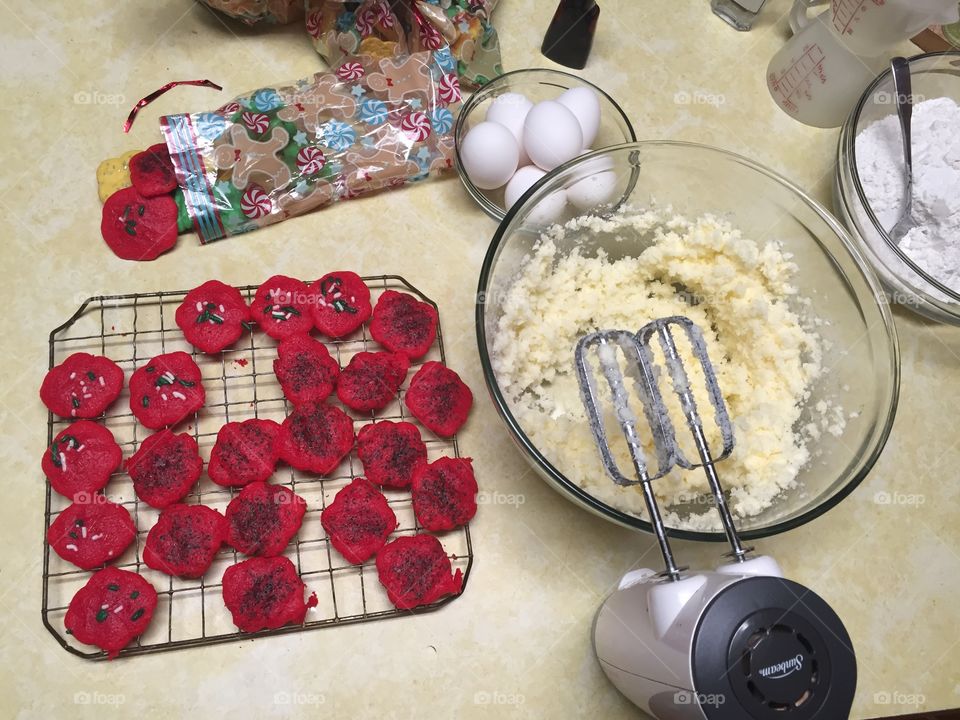 Preparation for making spritz Christmas cookies