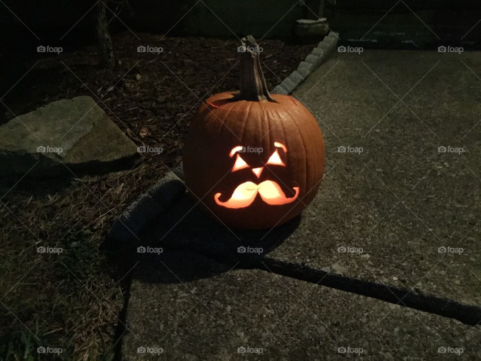 Mustache Halloween pumpkin