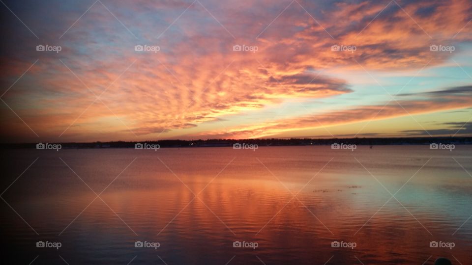 Winters blaze in New England. Just a winter day on Narragansett Bay waiting for nature's color hazes