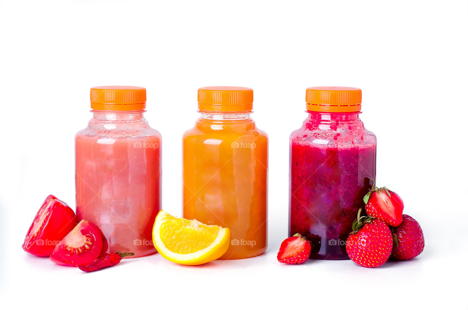 Delicious fruits smoothie in a jar