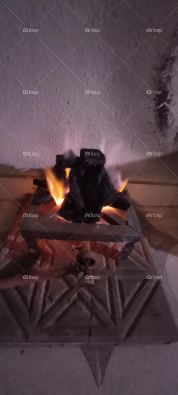 bonfire with charcoal