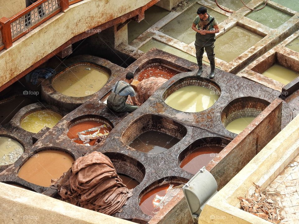 Dyeing pits Tanner's Quarter Fès