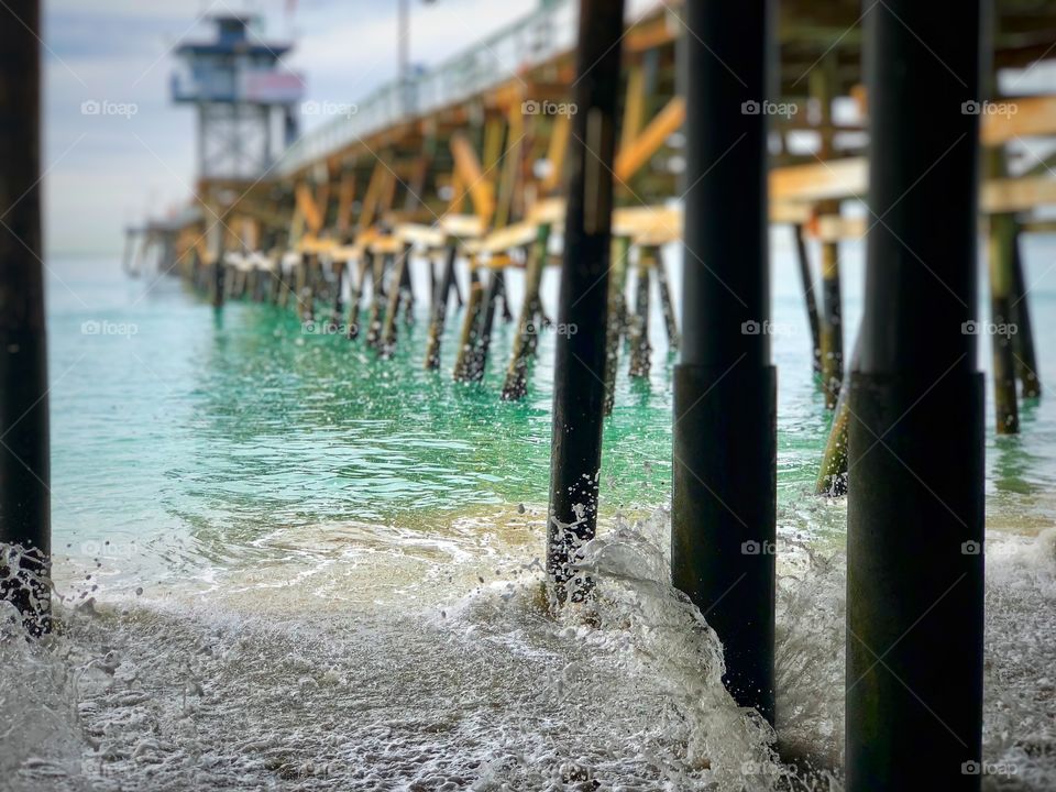 Stunning Pier Picture with Whitewater Waves. Excellent Canvas and Metal Art, Screensavers Art, Desktop Art or Framing!