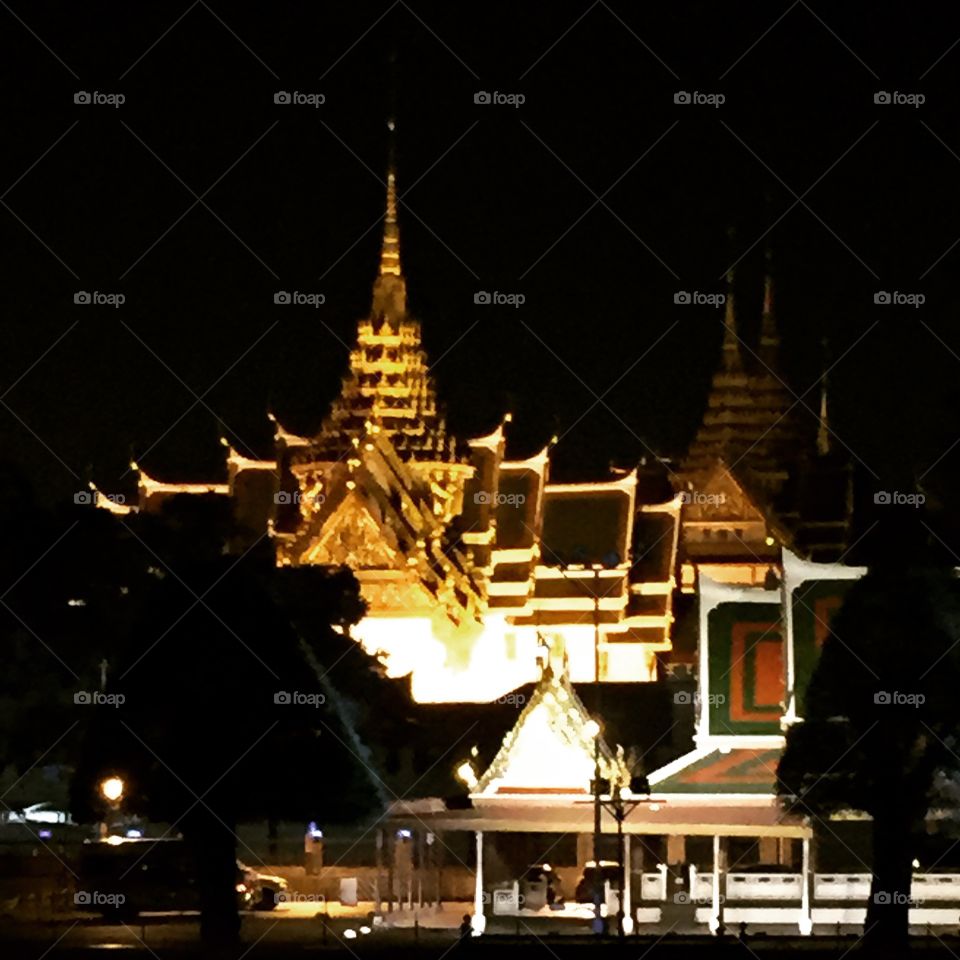 Grand Palace Bangkok. Taken whilst on the White Orchid Dinner River Cruise, saw the Grand Palace by night - amazing