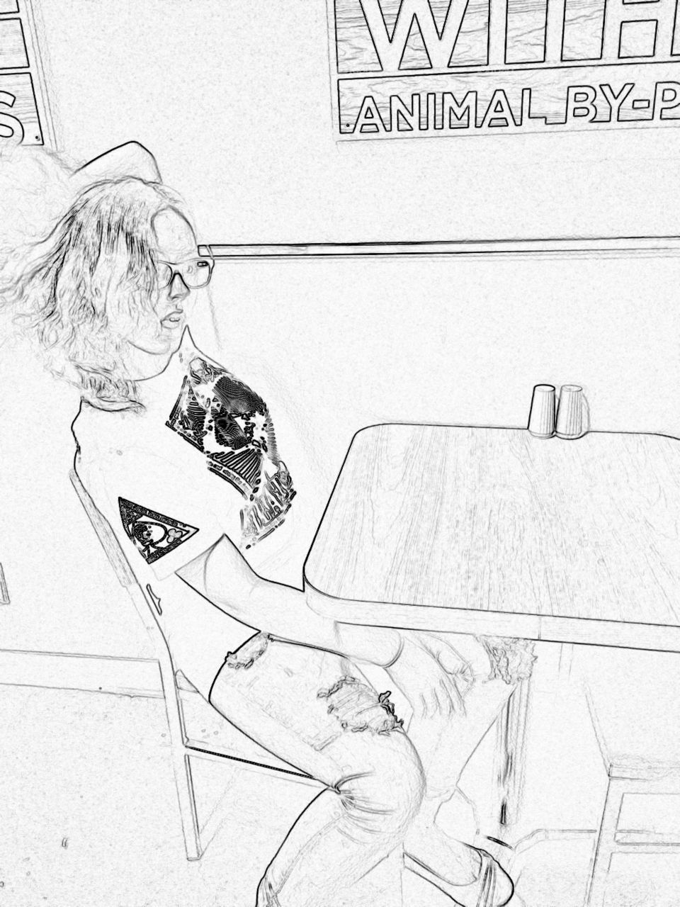 People, Adult, One, Woman, Chalk Out