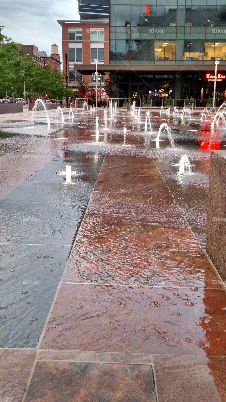 water spouts in downtown Denver