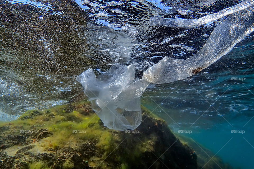 underwater plastic bag