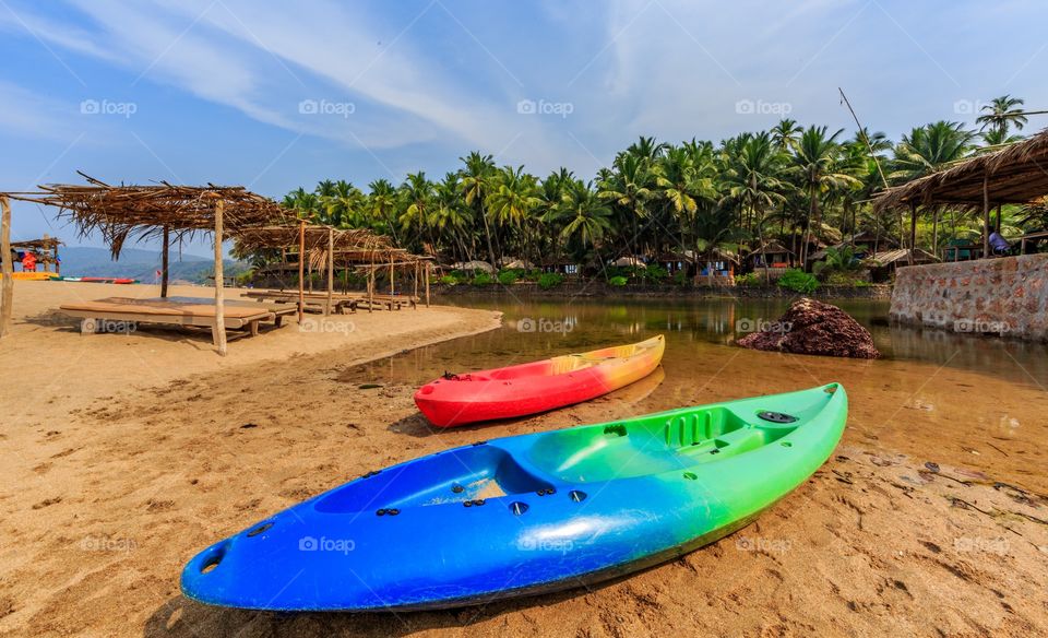 colorful private boats by the back waters...