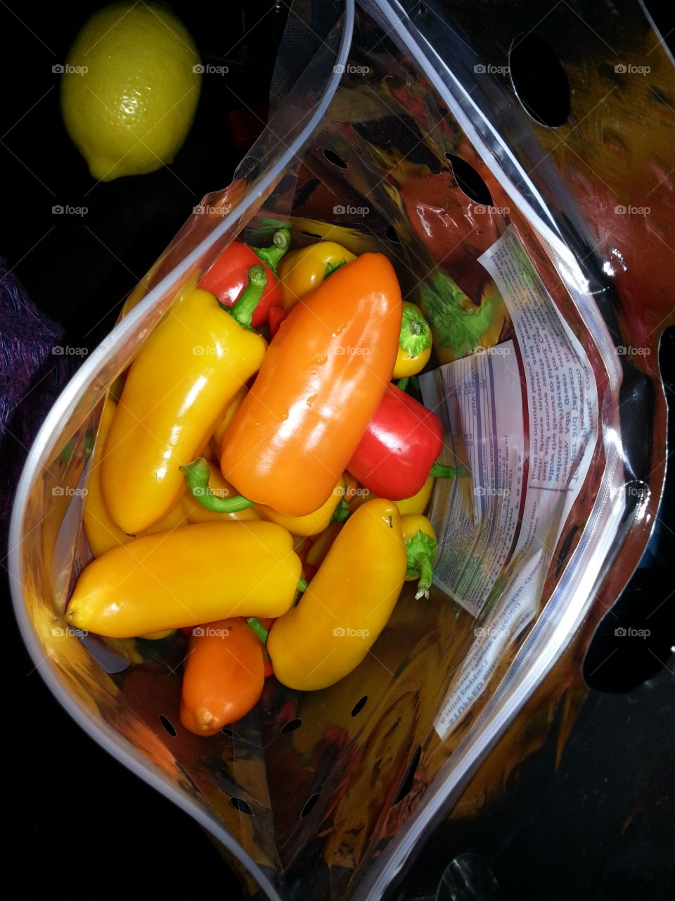 Bag of Peppers. Peppers come in different shapes, sizes, and colors