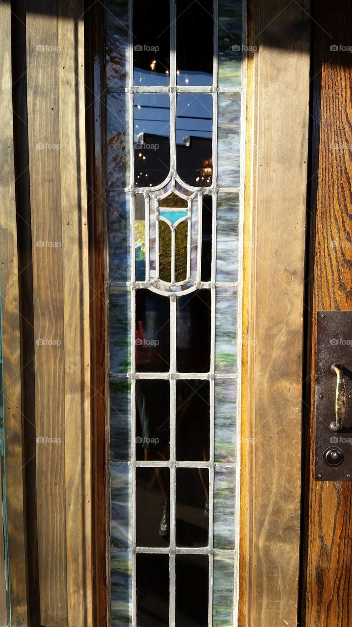 Stained glass window. Beautiful stained glass window at local eatery