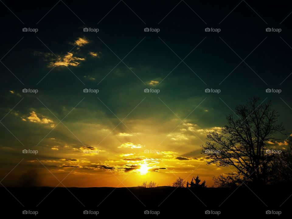 Sunset colored clouds