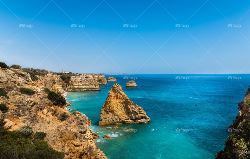 Rock formation by the sea. Taken in Lagoa, Algarve, Portugal.