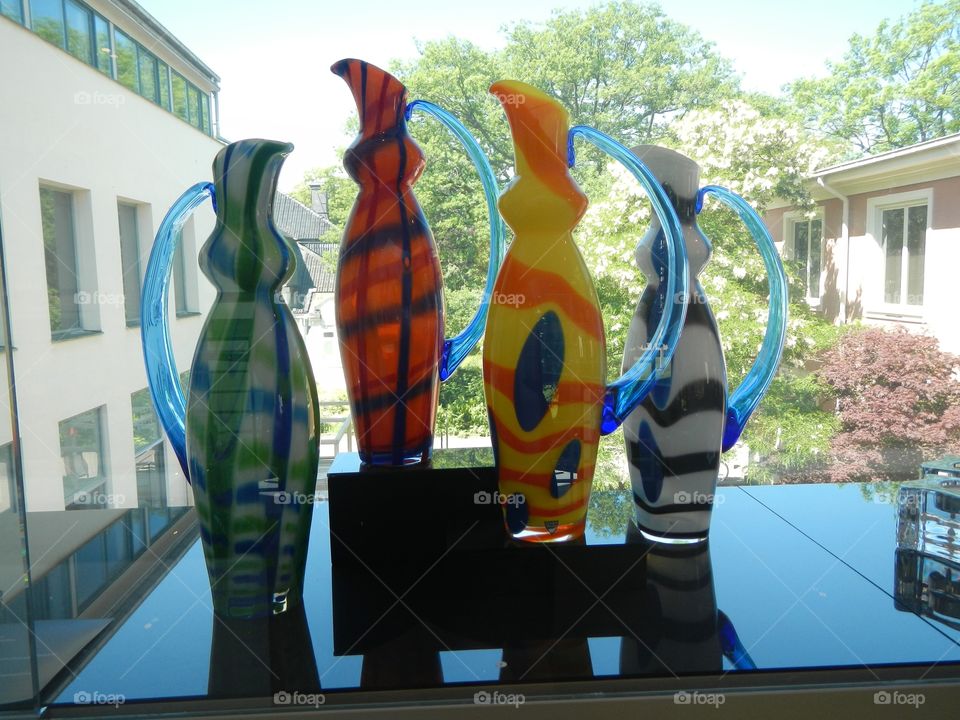 Blown glass pitchers