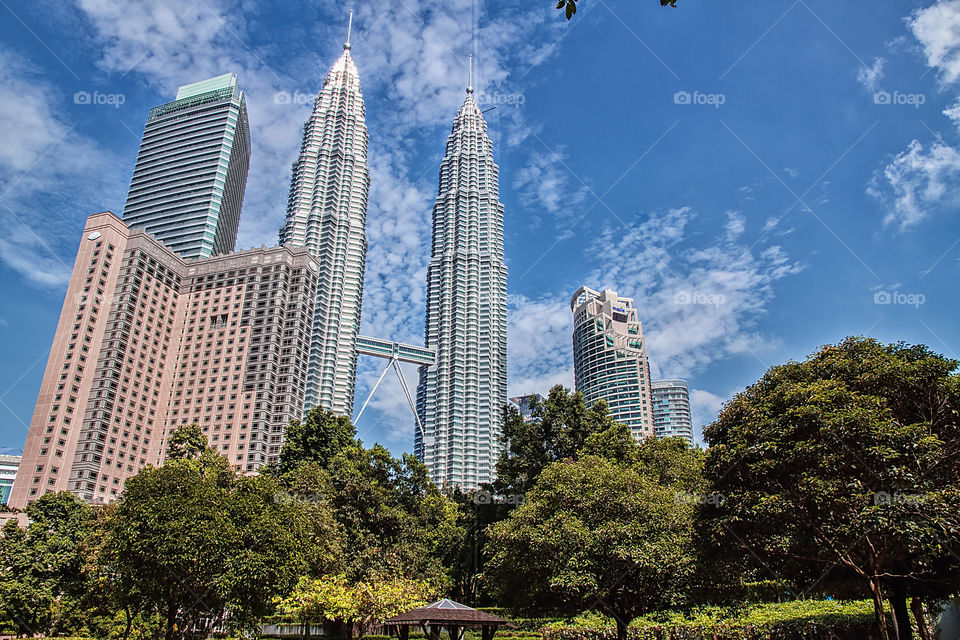 Low angle view of petronas towers